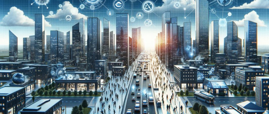 Widok na Poznań, stolicę województwa wielkopolskiego, z nowoczesnymi biurowcami i lokalnymi przedsiębiorstwami, symbolizującymi rozwój biznesu w regionie.