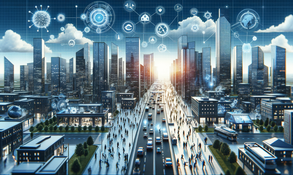 Widok na Poznań, stolicę województwa wielkopolskiego, z nowoczesnymi biurowcami i lokalnymi przedsiębiorstwami, symbolizującymi rozwój biznesu w regionie.